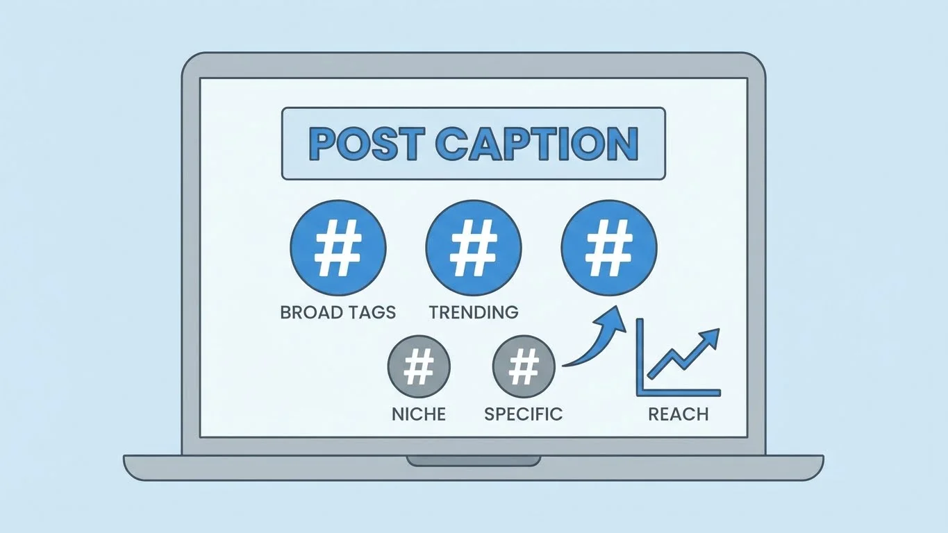 Hide hashtags or mentions with clever placement