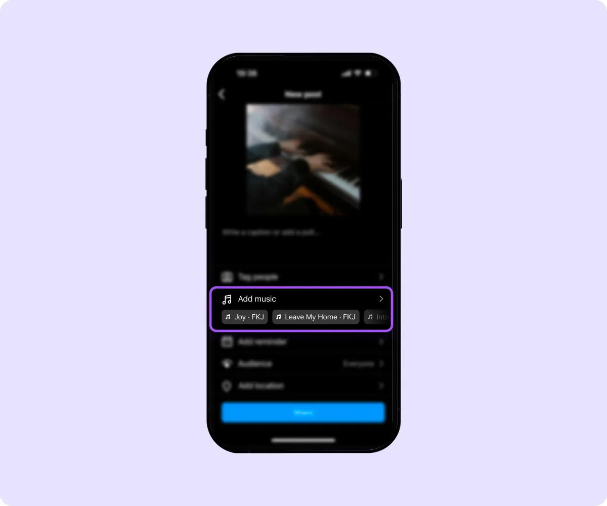Instagram music to posts