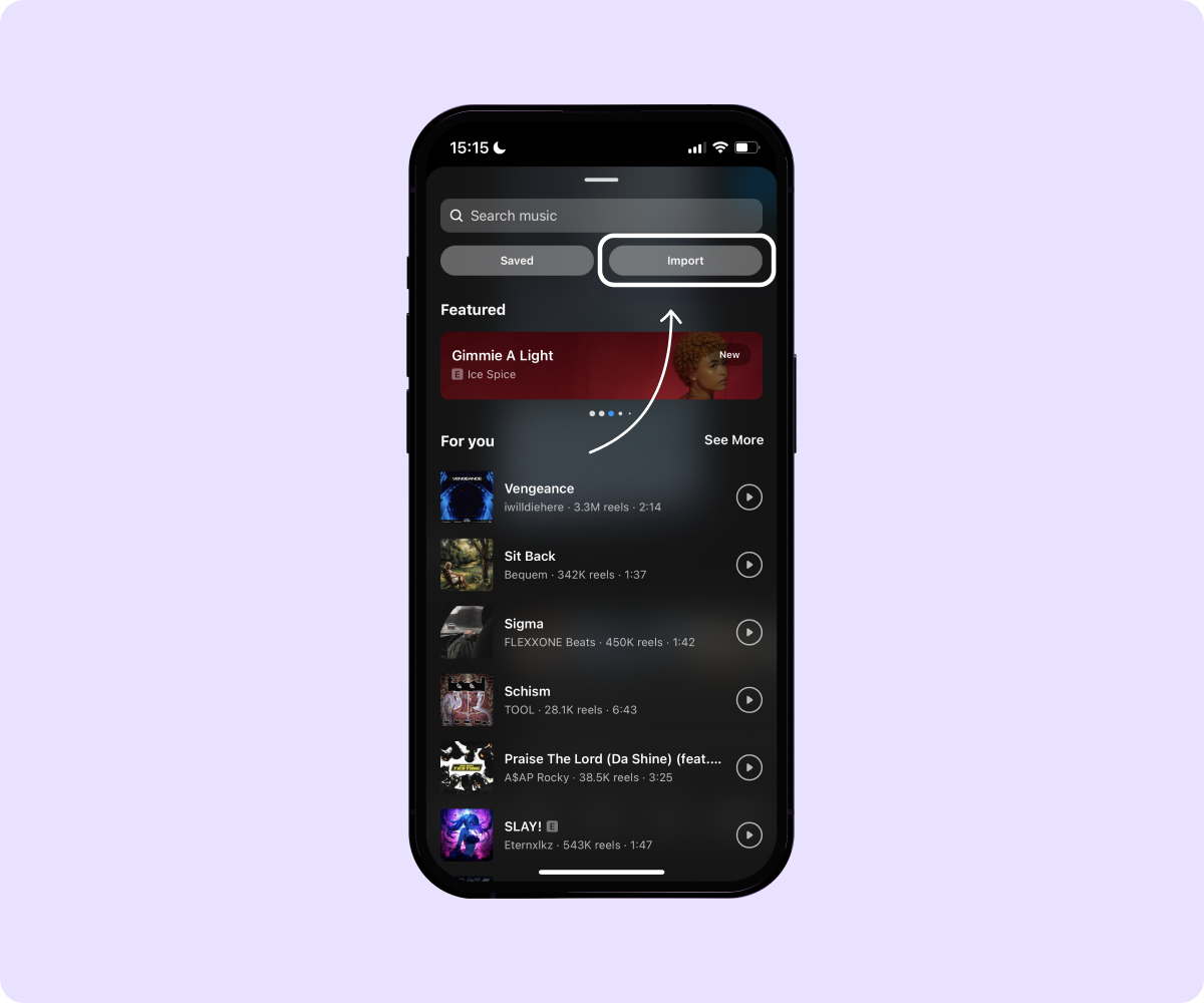 Upload Audio to instagram reel