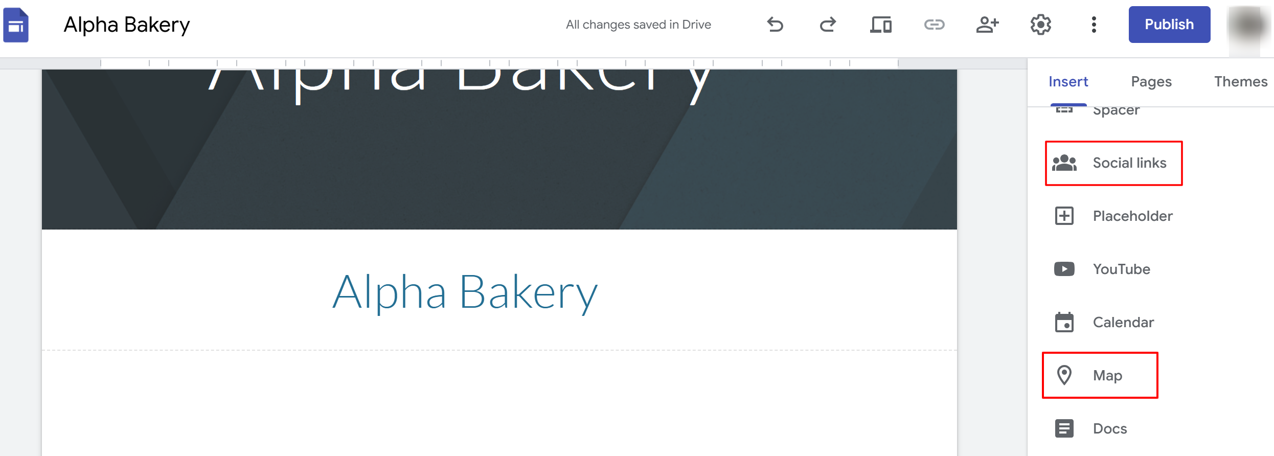 Embed Google Maps, Google Forms, and Calendar if needed.